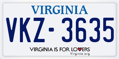 VA license plate VKZ3635