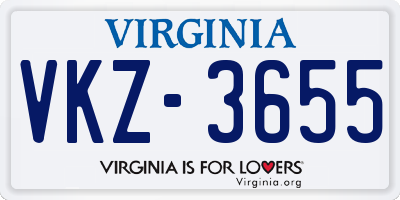 VA license plate VKZ3655