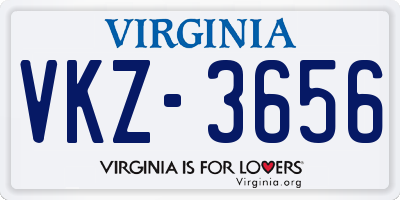 VA license plate VKZ3656