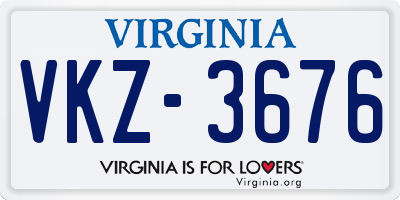 VA license plate VKZ3676