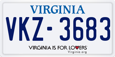 VA license plate VKZ3683