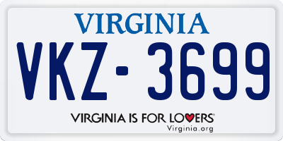 VA license plate VKZ3699
