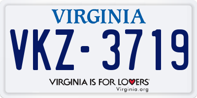 VA license plate VKZ3719