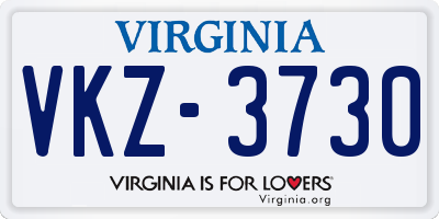 VA license plate VKZ3730