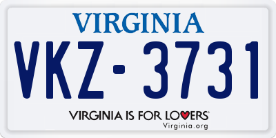 VA license plate VKZ3731