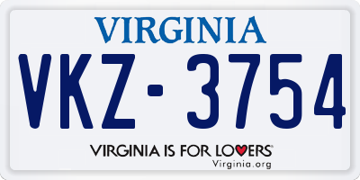 VA license plate VKZ3754