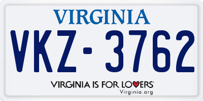 VA license plate VKZ3762