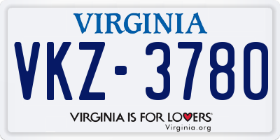 VA license plate VKZ3780