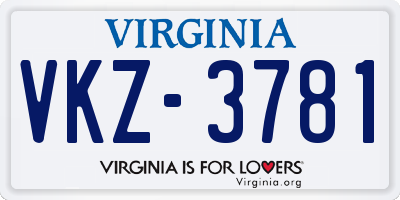 VA license plate VKZ3781