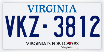 VA license plate VKZ3812