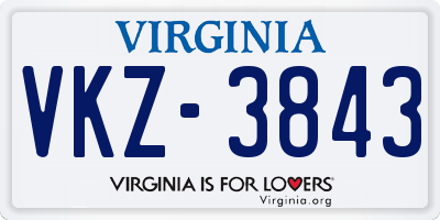 VA license plate VKZ3843