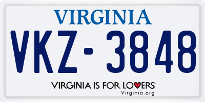 VA license plate VKZ3848