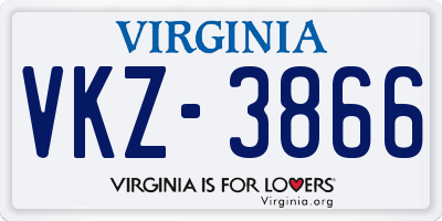 VA license plate VKZ3866