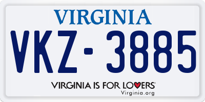 VA license plate VKZ3885
