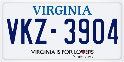 VA license plate VKZ3904