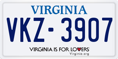 VA license plate VKZ3907
