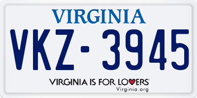 VA license plate VKZ3945