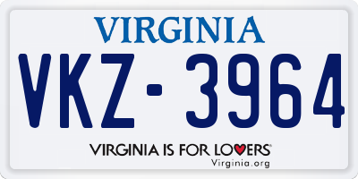 VA license plate VKZ3964