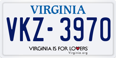 VA license plate VKZ3970