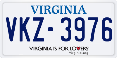 VA license plate VKZ3976