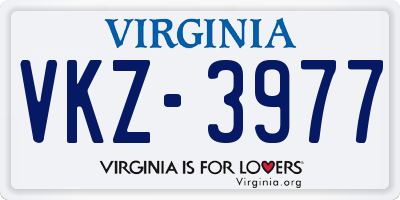 VA license plate VKZ3977
