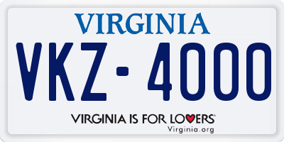 VA license plate VKZ4000