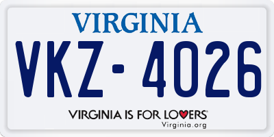 VA license plate VKZ4026