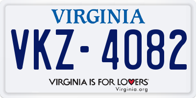 VA license plate VKZ4082