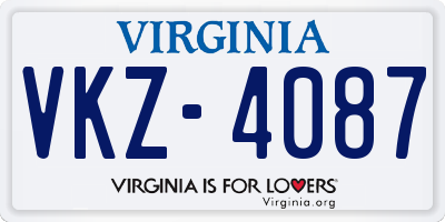 VA license plate VKZ4087