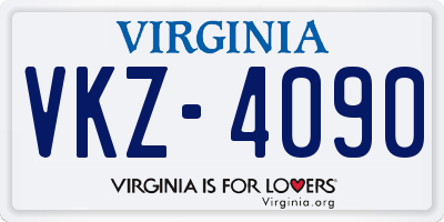 VA license plate VKZ4090
