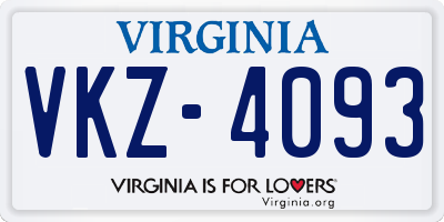 VA license plate VKZ4093