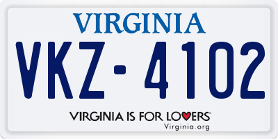 VA license plate VKZ4102