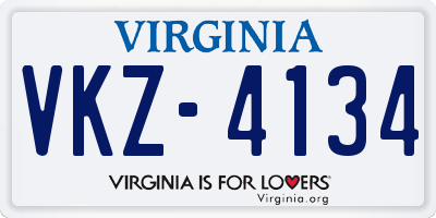 VA license plate VKZ4134
