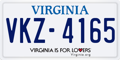 VA license plate VKZ4165
