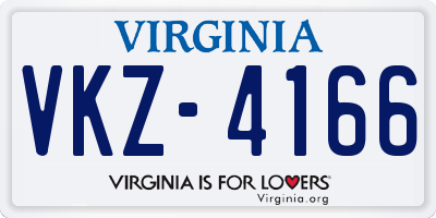 VA license plate VKZ4166