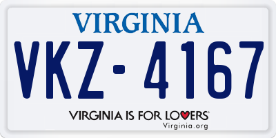 VA license plate VKZ4167
