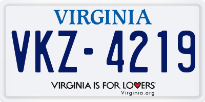 VA license plate VKZ4219