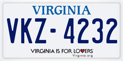VA license plate VKZ4232