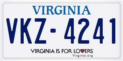 VA license plate VKZ4241