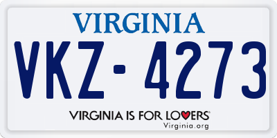 VA license plate VKZ4273