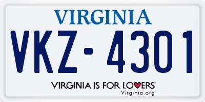 VA license plate VKZ4301