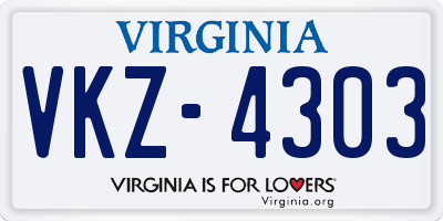 VA license plate VKZ4303