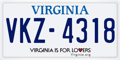 VA license plate VKZ4318