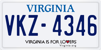 VA license plate VKZ4346