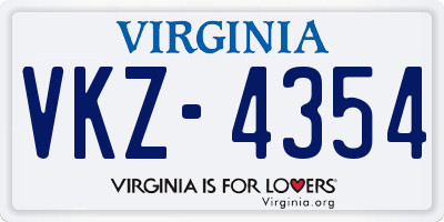 VA license plate VKZ4354