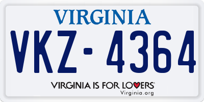VA license plate VKZ4364