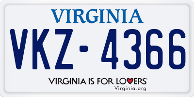 VA license plate VKZ4366