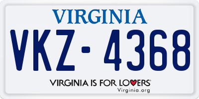 VA license plate VKZ4368