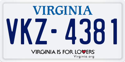 VA license plate VKZ4381
