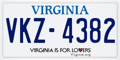 VA license plate VKZ4382
